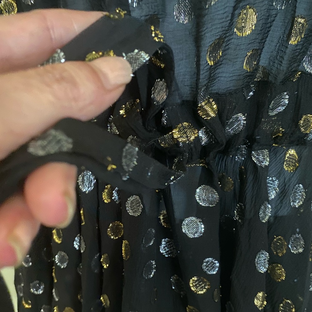 Y2K Sheer Dress Whimsigoth Women SZ Large Embroidered Metallic Dots Dark Fairy - Picture 12 of 14
